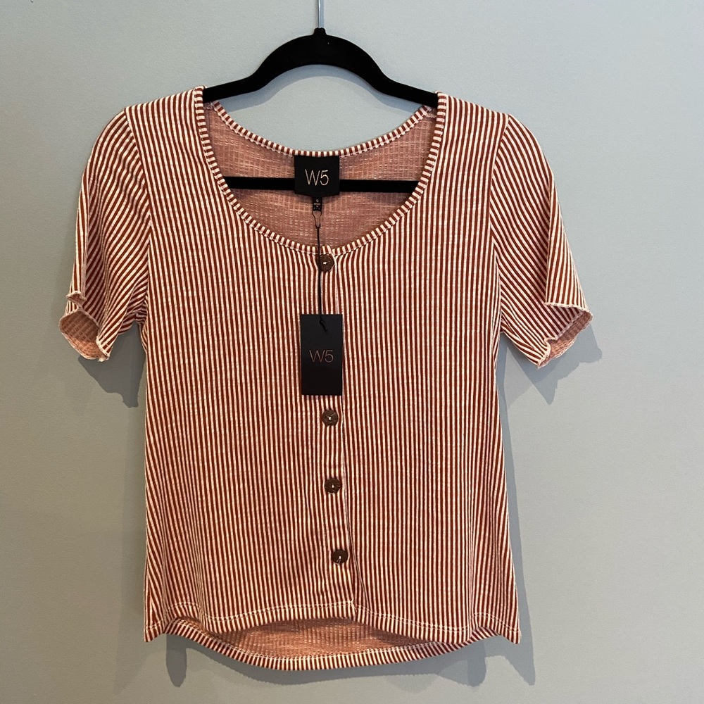Anthro W5 Concepts Striped T-Shirt with Buttons, S